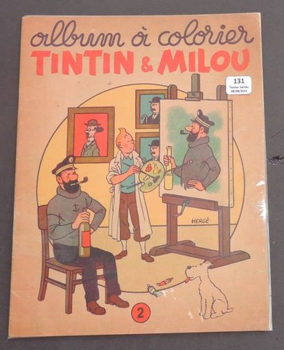 null «Album à colorier Tintin et Milou 2». (Tintin peint Haddock qui tient une bouteille...neutre)....