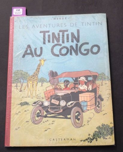 null «Tintin au Congo». Casterman 1949. 4e plat B3, dos rouge, titre en noir à la...