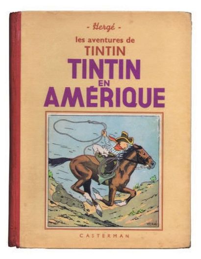 null «Tintin en Amérique». Casterman 1939. 4e plat A8, pages de garde bleues. Album...