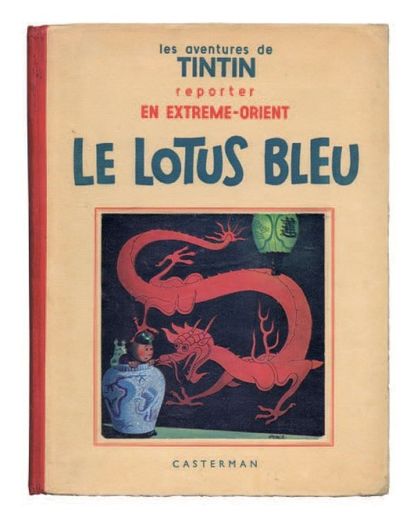 null «Le Lotus Bleu». Edition originale noir et blanc. Casterman 1936, 4e plat blanc,...