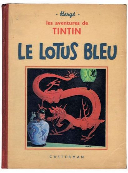 null «Le Lotus Bleu». Casterman 1939. 4e plat A9, pages de garde bleues, sans indication...