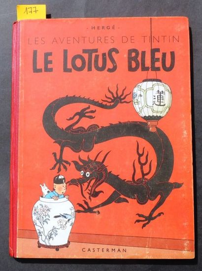 null «Le Lotus Bleu». Edition originale couleurs. Casterman 1946. 4e plat B1. Dos...