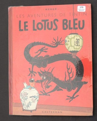 null «Le Lotus Bleu». Casterman 1948, 4e plat B2, dos rouge, titre en bleu à la page...