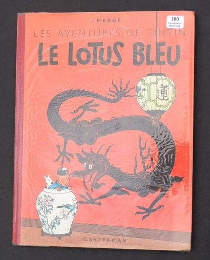 null «Le Lotus Bleu». Casterman 1949, 4e plat B3, dos rouge, titre en noir à la page...