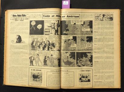 null «Coeurs Vaillants» Année 1934. Complet, n°1 à 53 en reliure amateur. Avec «Tintin...