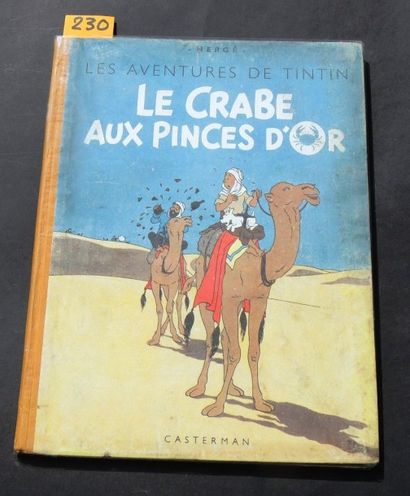 null «Le Crabe aux Pinces d'Or». Casterman 1945, 4e plat A23 bis. Dos jaune. Titre...