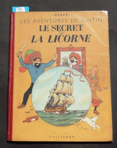 null «Le Secret de la Licorne». Casterman 1948, 4e plat B2, dos rouge. Superbe exemplaire,...