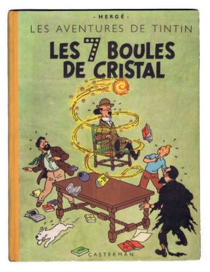 null «Les 7 Boules de Cristal». Casterman 1949, 4e plat B3 zéro, dos jaune. Rare...