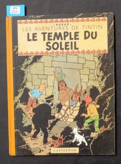 null «Le Temple du Soleil». Seconde édition. Casterman 1949, 4e plat B3, dos jaune....
