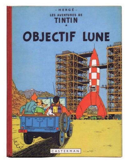 null «Objectif Lune». Edition originale belge. Casterman 1953, 4e plat B8, dos rouge....