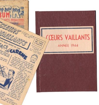 null «Coeurs Vaillants» Année 1944. Rare reliure regroupant les n°16 et 17 de 1944....