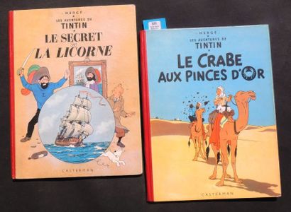 null «Tintin». 2 volumes. «Le Crabe aux Pinces d'Or». Casterman 1954, 4e plat B9,...