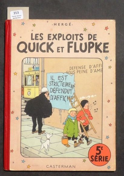 null «Quick et Flupke 5e série». Casterman 1951, 4e plat B5, dos rouge. Edition originale...