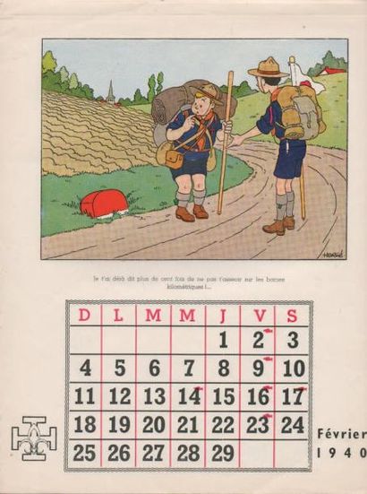 null Calendrier Scouts de Belgique 1940. Rare calendrier édité par les Scouts Baden-Powell...