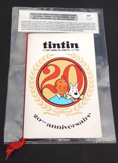 null Menu pour le 20e anniversaire du journal Tintin. Menu pour le repas du 30 septembre...