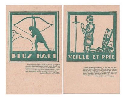 null 2 cartes ACJB «Plus haut» et «Veille et Prie». Rares cartes monochromes éditées...