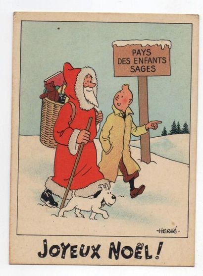 null Carte Neige 2. «Tintin et Milou et le Père Noël. Au pays des enfants sages»....