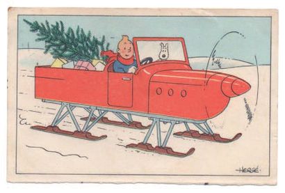 null Carte Neige 7. «Tintin et Milou en hydroglisseur». Sans nom d'éditeur. Format...