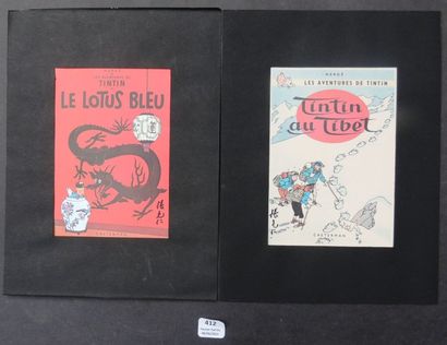 null 2 cartes postales signées par Tchang. «Tintin au Tibet» Arno 1981 - «le Lotus...