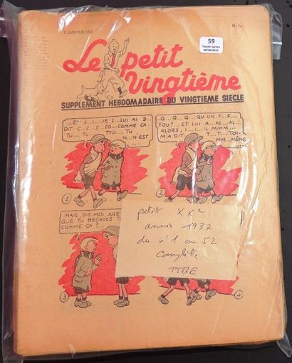 null «Le Petit Vingtième». Année 1937. Collection complète des n°1 à 52. Superbe...
