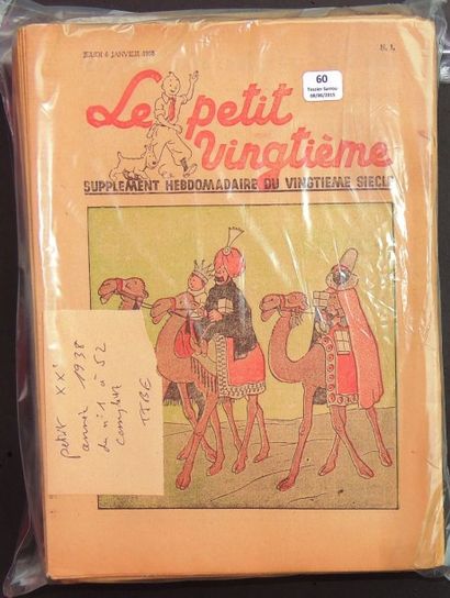 null «Le Petit Vingtième». Année 1938. Collection complète des n°1 à 52. Superbe...