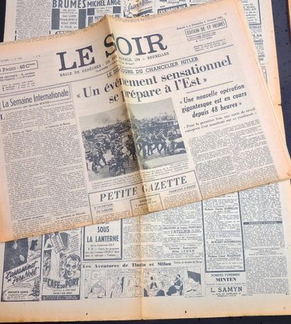 null «Le Soir». Lot de 82 numéros parus du 4 octobre 1941 au 28 août 1944 sous l'autorité...