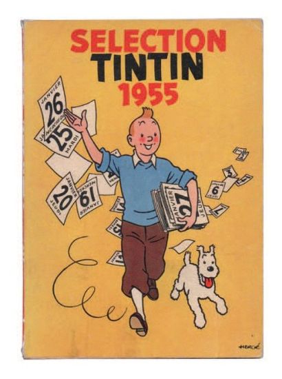 null «Sélection TINTIN 1955». Magnifique couverture d'Hergé. Superbe exemplaire dos...
