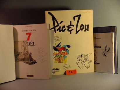 null Lot de 4 volumes avec dessin et dédicace, dont Faure Faure: Crin-blanc (1988...