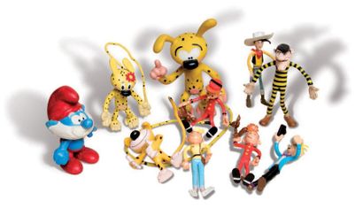Dupuis (éditions) 10 figurines. Figurines flexibles: Spirou et Spip (2 ex.), Fantasio,...