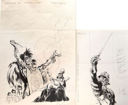 Mitton «Quetzalcoalt». 2 dessins à l'encre de Chine pour le tome 3 «Les Cauchemars...