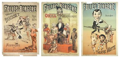 null FOLIES BERGERE Troupe Boisset. Circa 1890. Affiche française pliée en état moyen....