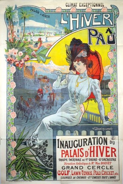 null L'HIVER A PAU Palais d'Hiver - LORANT HELLBRON - Circa 1890. Affiche française...
