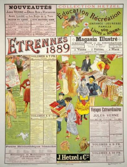 null ETRENNES 1889 J.HETZEL & Cie. SEMEGHINI. 1889. Affiche française entoilée en...