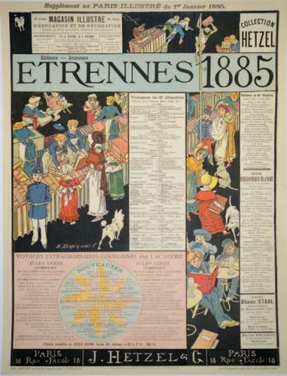 null ETRENNES 1885 J.HETZEL & Cie. SEMEGHINI - 1885. Affiche française entoilée en...