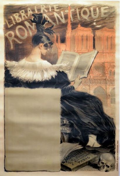 null LIBRAIRIE ROMANTIQUE Tirage avant la lettre. GRASSET - 1887. Affiche française...
