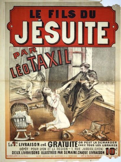 null ANTICLERICALISME HISTOIRE DES PAPES et LA LANTERNE DES CURES Circa 1900. Affiche...