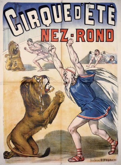 null ANTISEMITISME. CIRQUE D'ÉTÉ. NEZ-ROND 1891. Affiche française pliée en bon état....