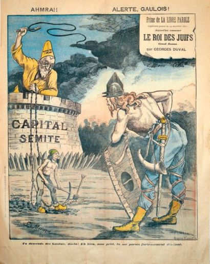 null ANTISEMITISME LE ROI DES JUIFS par Georges DUVAL MASCARON - 1892. Affiche française...