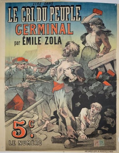 null GERMINAL par Emile ZOLA A lire dans LE CRI DU PEUPLE. 1884. Affiche française...