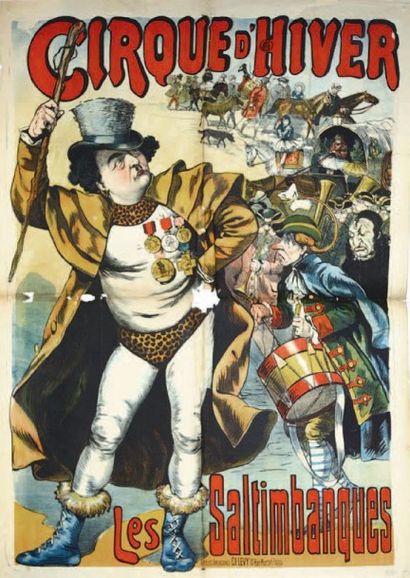 null CIRQUE D'HIVER LES SATIMBANQUES. Spectacle politique. Circa 1890. Affiche française...