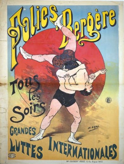 null FOLIES BERGERE Luttes Internationales. H. GRAY - Circa 1900. Affiche française...