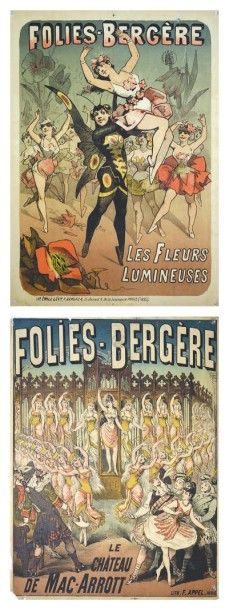 null FOLIES BERGERE Les fleurs lumineuses. Circa 1900. Affiche française pliée en...