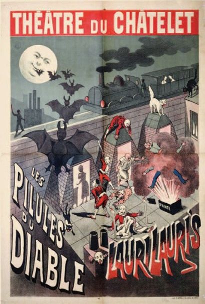 null THEATRE DU CHATELET Les Pilules du diable. 1890. Affiche française pliée en...