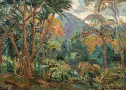 Georges FRANÇOIS (1880-1968) Peintre-voyageur Paysage de Martinique Huile sur toile,...