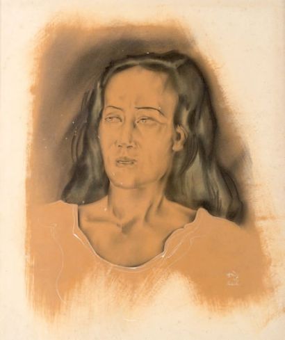 GRES Serge (1899-1970) Portrait de Tahitienne, 1955 Pastel avec rehauts de gouache...