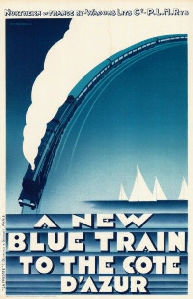 ZENABEL NEW BLUE TRAIN TO THE COTE D'AZUR. Affiche roulée en très bon état. 70x100cm....