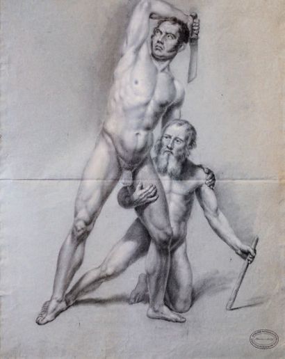 Petrus Cornelius MORISSENS (1780-1846) Académie d'un couple de personnages Dessin...