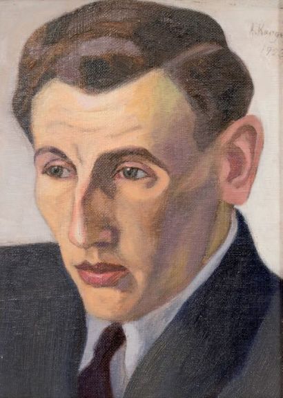 Axel KARGEL (1896-1971) Portrait de l'artiste Gustav ÖRN Huile sur isorel signée...