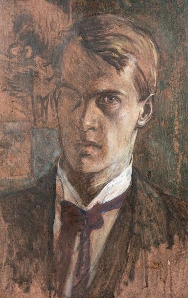 Paul LARSSON PALM (1876-1899) Autoportrait Huile sur toile Dim.: 50 x 33 cm. (acc....