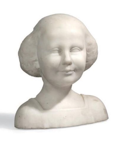 SIDLER Z Actif circa 1900 Buste de jeune femme Sculpture en marbre blanc, signée....